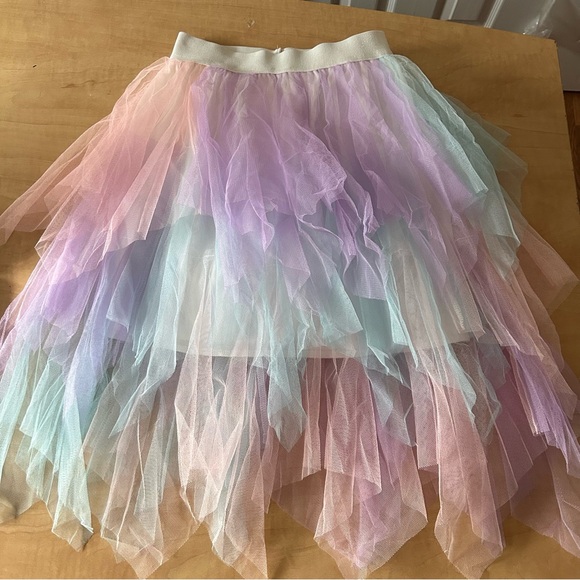 Amazon Dresses & Skirts - Layered fairies pixie rainbow pastel skirt women’s xs or kids L 10-12 midi knee